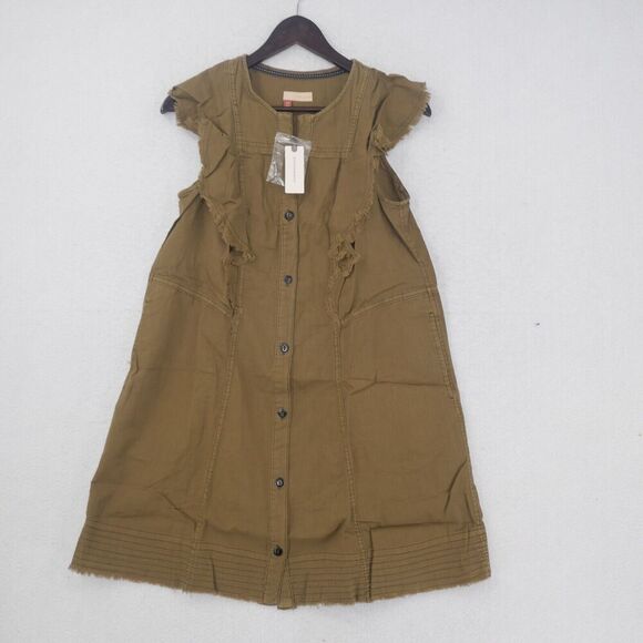 NEW Anthropologie Pilcro Flutter-Sleeve Buttondown Tunic Dress Women's XXS - Picture 3 of 10